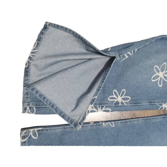 Justice Blue Kids Jeans with White Floral Pattern - Picture 5 of 7